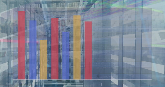 Image of graphs and data processing over servers - Powered by Adobe