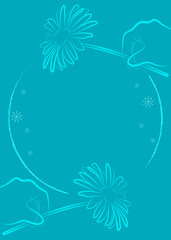Modern Greeting Card Background with Floral Line Art