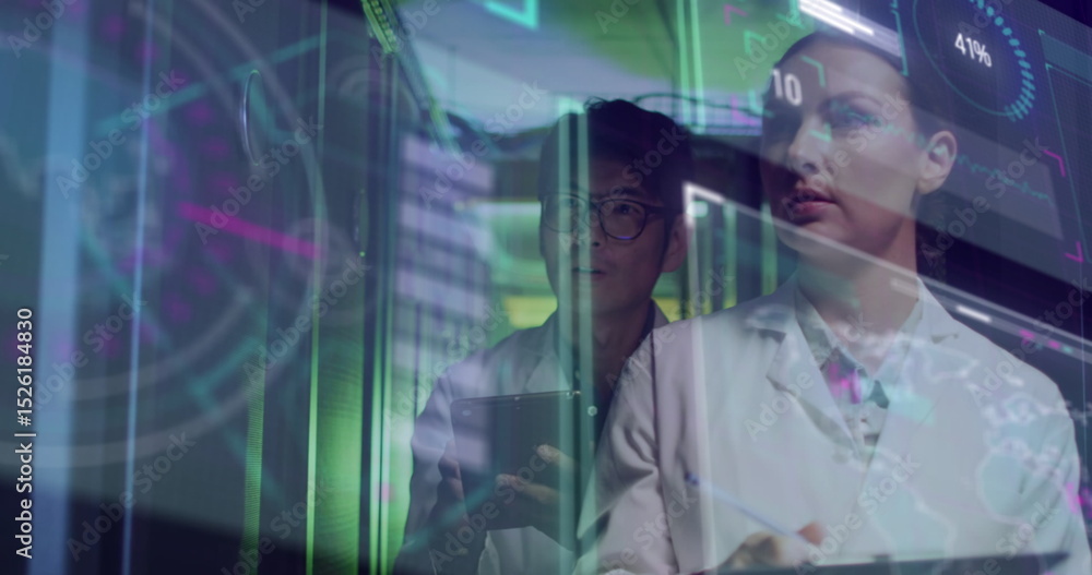 Poster image of data processing over diverse workers in server room