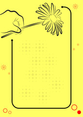 Modern Floral Template with Hand Holding Daisy