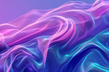 Fototapeta premium Vibrant Abstract Silk Texture with Flowing Pink, Purple, and Blue Waves in a Smooth Gradient Background 
