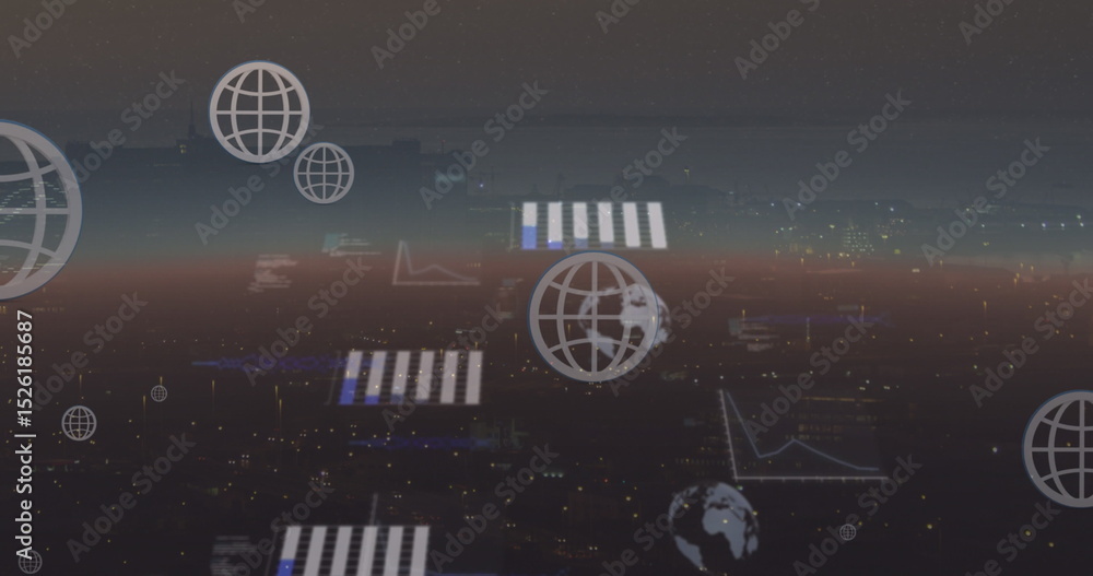 Poster image of interface with data processing against space in background