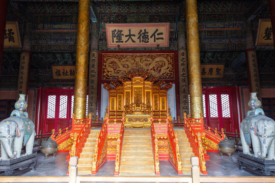 Throne of the Hall of Divine Might (Huangji Palace) in the Forbidden City