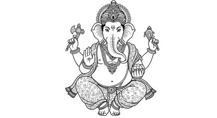 Obraz premium A lineart illustration of Lord Ganesha, Generated by Ai