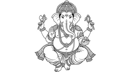 A lineart illustration of Lord Ganesha, Generated by Ai