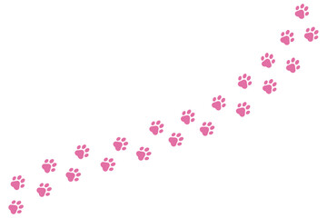 ピンクの肉球の足跡イラスト