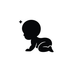 Adorable Baby Crawling Silhouette  A Simple, Clean Vector Illustration