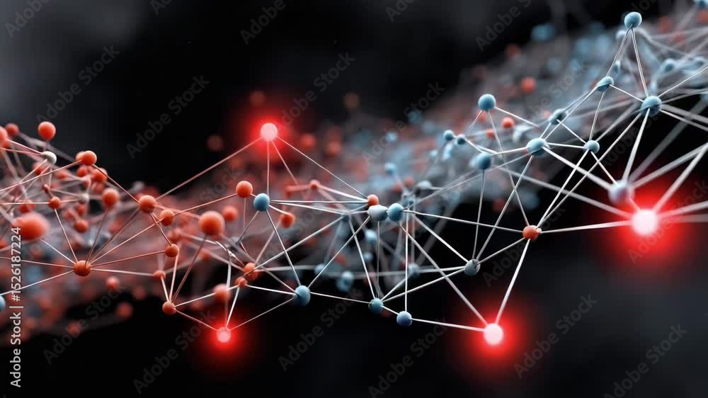 Aufkleber 3d background dynamic dimension abstract digital network connections with red and blue nodes
