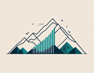 Business growth chart blended with a mountain