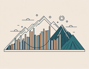 Business growth chart blended with a mountain