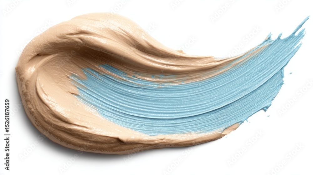 Poster abstract cream cosmetic in wave shape isolated on surface for makeup perfection and coverage effect
