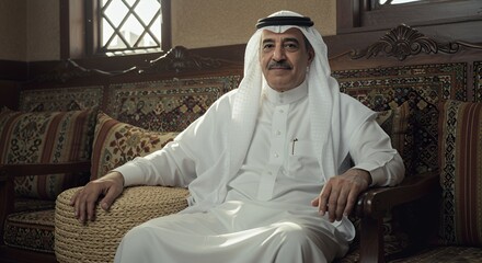 Portrait of a Dignified Man in Traditional Saudi Attire