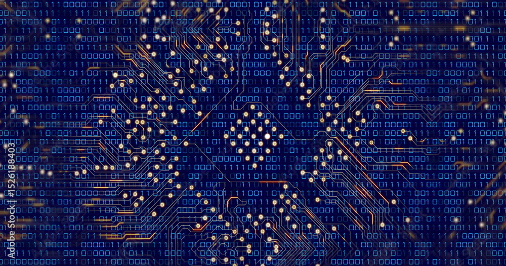 Poster image of computer circuit board over data processing