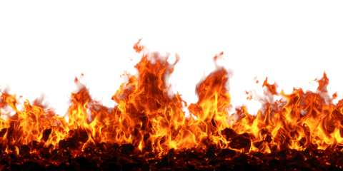 Raging inferno of bright orange flames