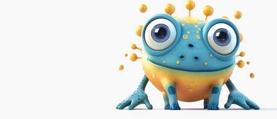 This colorful creature with huge eyes resembles a cartoonish amphibian from another world. Its playful design and vivid colors make it perfect for child-friendly projects.