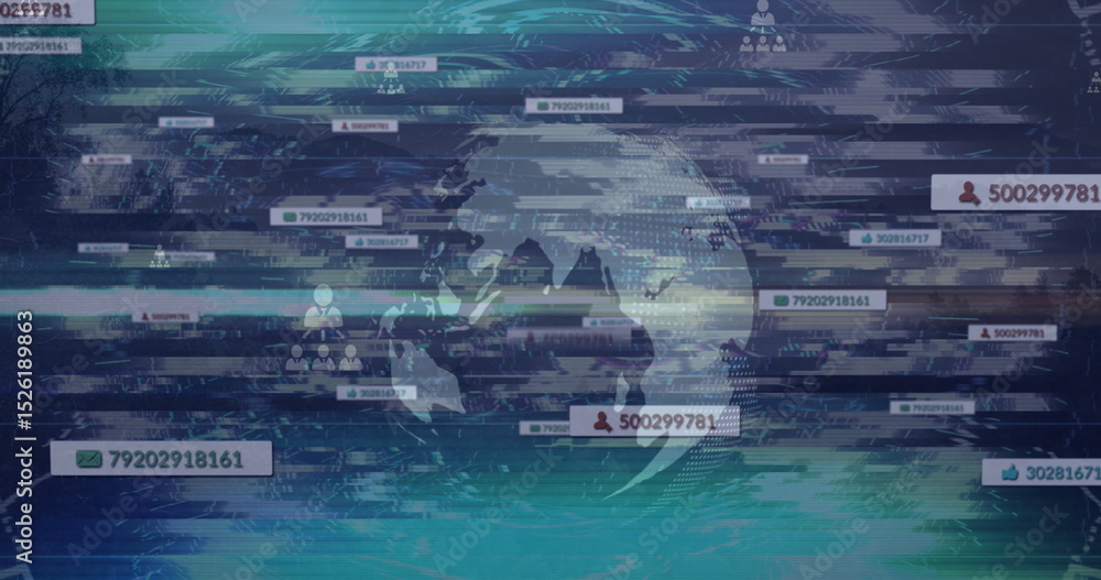 Poster image of icons and scope scanning over globe