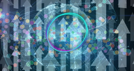Image of icons and arrows over globe