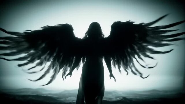 Silhouette angel wings