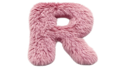 3D Pink Fluffy Letter R for Decorative Typography Background