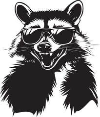 Raccoon Laughing and Wearing Sunglasses Vector Illustration on Transparent Background