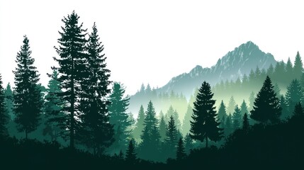 Fototapeta premium Majestic Mountain Vista: A Serene Forest Landscape