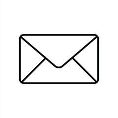 Minimal Closed Envelope Icon – Simple Line Email Symbol on White Background