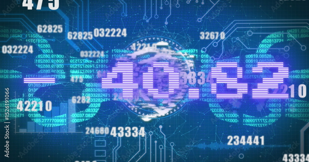 Poster image of financial data processing with padlock icon on blue background