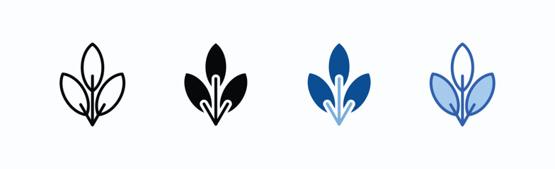Leaf icon sheet multiple style collection isolated vector