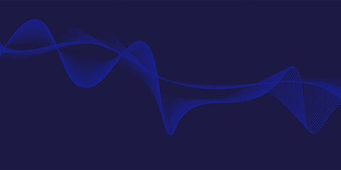 Abstract glowing wave lines on dark blue background. Dynamic wave pattern. Modern flowing wavy lines. Futuristic technology concept. Suit for banner, poster, cover, brochure, flyer, website, Eps10