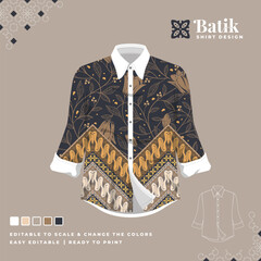 beautiful batik shirt template design 89