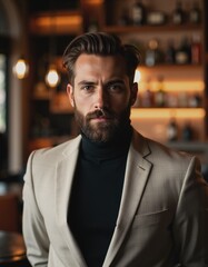 Obraz premium Stylish man in a chic lounge, exuding confidence and sophistication