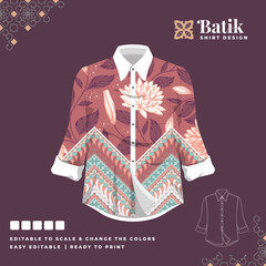 beautiful batik shirt template design 77