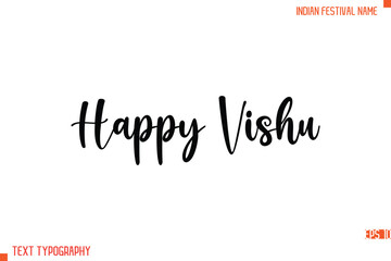 Happy Vishu  -Indian Festival Name Modern Stylish Typography Text