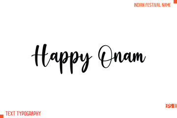 Happy Onam   -Indian Festival Name Modern Stylish Typography Text