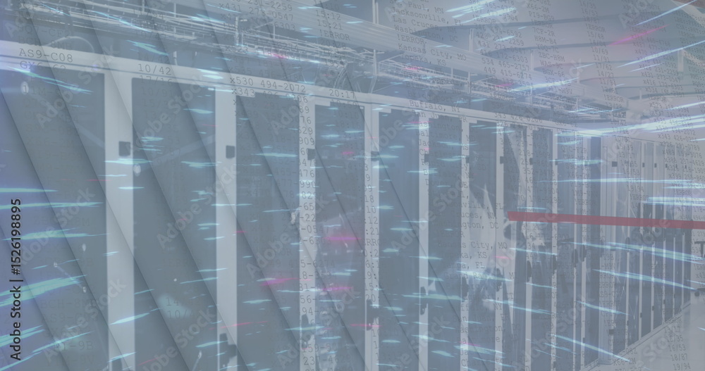 Poster image of digital data processing over empty digital against empty digital against empty digital data
