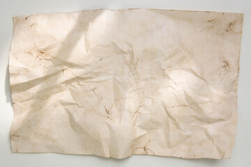 Old paper vintage texture surface isolated on white background. Recycle brown paper crumpled texture, Brown color recycled paper texture blank with copy space for text.