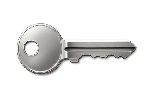 Silver metallic key lying against transparent backdrop, symbolizing protection, entry, and strategic solutions
