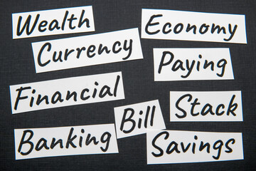 Finance and economics. Background with business keywords.
