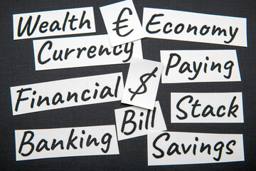 Finance and economics. Background with business keywords.

