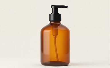 Amber Glass Pump Bottle Product Mockup for Soap or Lotion. High quality