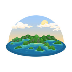 Raja Ampat Island In Papua, Indonesia Travel Destination Illustration Vector