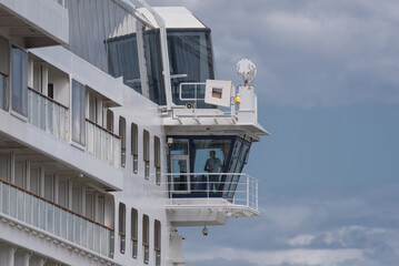 CRUISE SHIP - Captai bridge or navigation bridge on the passenger ship