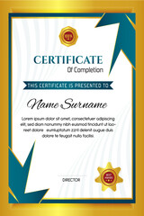 Certificate of Completion with Gold and Blue Accents