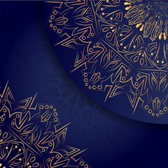 Elegant Gold Mandala on Navy Blue Background vector illustration 10eps