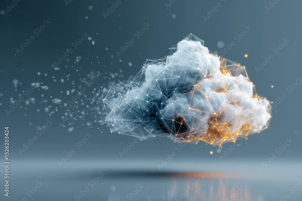 Aufkleber innovative cloud data network and connection system depicts big data in modern digital era today