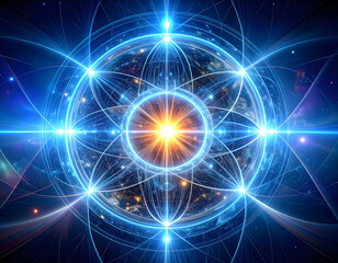 Fototapeta premium Cosmic Energy Sphere Abstract Universe Galaxy Space Star Light Energy Network Connection Flow