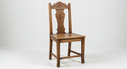 Antique wooden chair with intricate carved details.