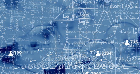 Forming digital network visualizing analytics in virtual data space, with formulas and user icons
