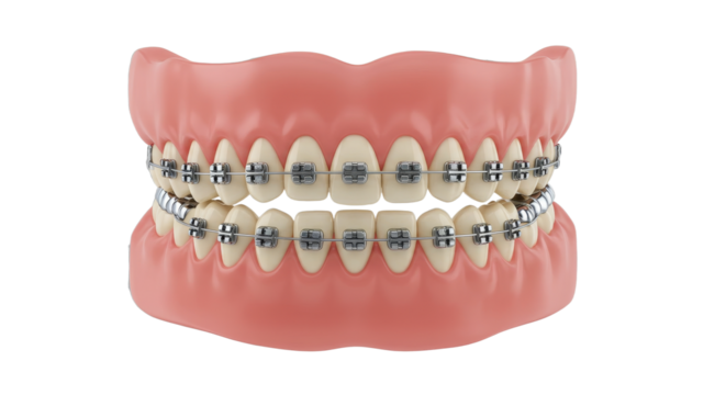 Examining Dental Braces and Teeth Model for Orthodontic Treatment