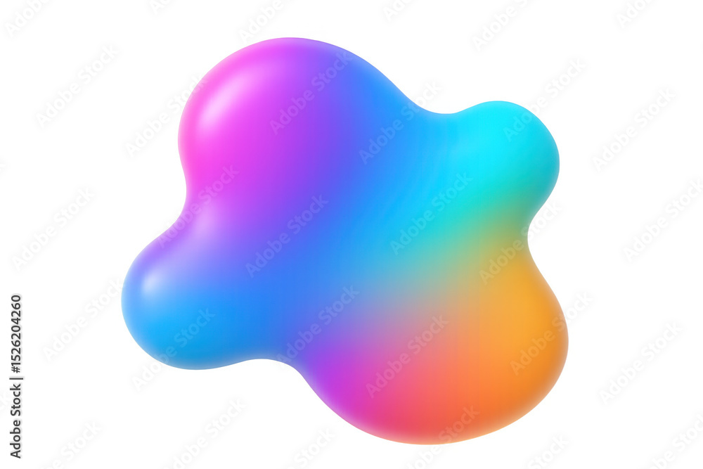 Poster fluid colorful gradient shape blending vivid hues, softly transitioning across transparent backdrop,